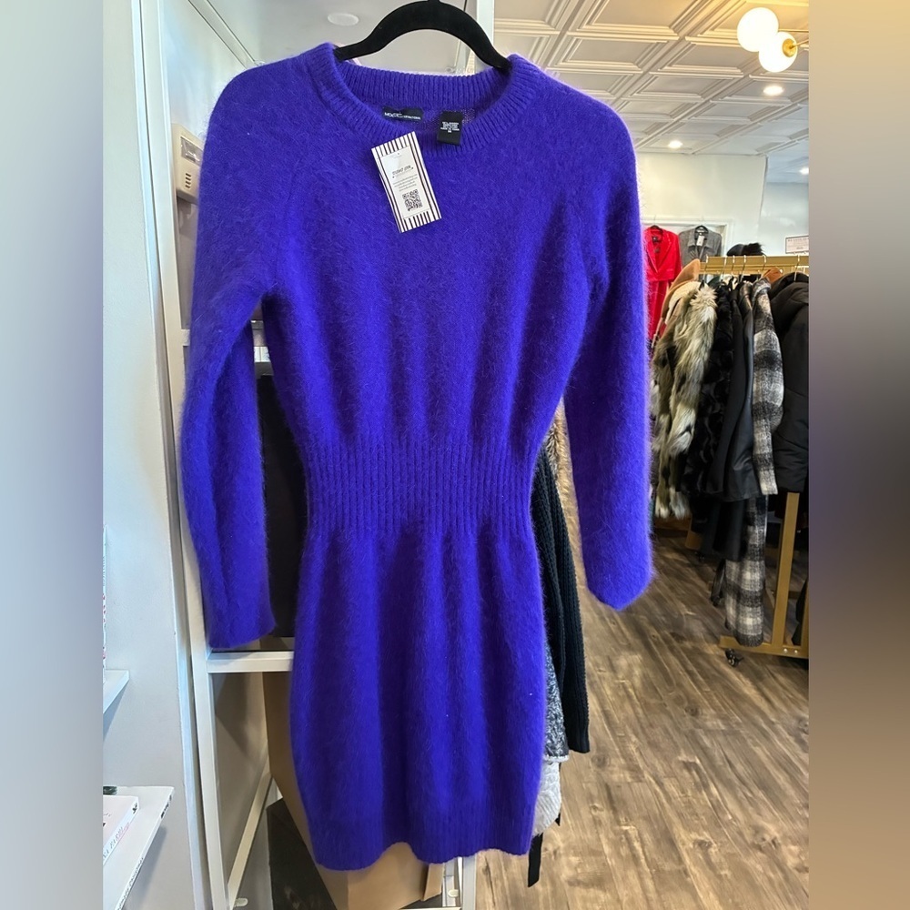 Mods International Purple angora rabbit hair Knit Sweater Dress size M